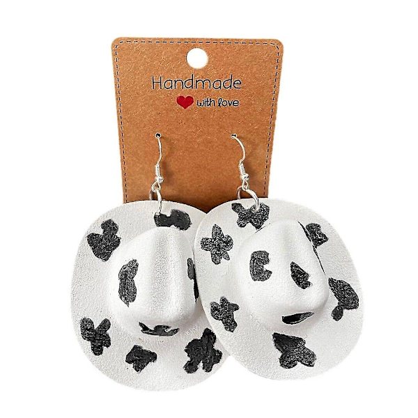 Cowboy Hat Shape Dangle Hook Øredobber Resin Øredobber For Kvinner Jenter Smykker Gave ZD A black and white