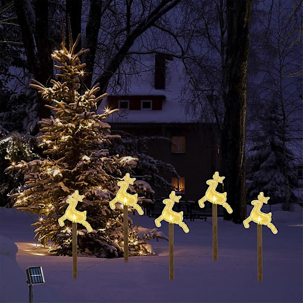 Juldekorationer 5-pack Solcellslampor Utomhus Julträdgårdsskylt Julmönster Solcellslampa b
