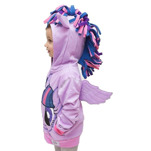Lapset Tytöt Pojat My Little Pony Rainbow hupparitakki, jossa siivet vetoketjullinen hupullinen takki Twilight Dash -pusero Purple 4-5 Years