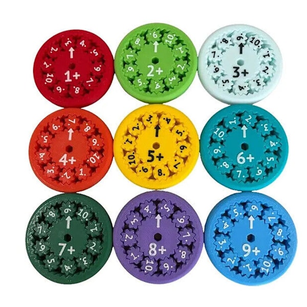 2024 Nya Mattefakta-Snurror för Fidgeters som Lär sig Division och Multiplikation på En (Lägg till eller Subtrahera 9) 9pcs - multiplication division