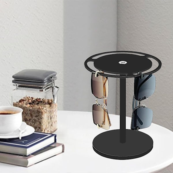 1/2 kpl Aurinkolasienpidiketeline, Aurinkolasien säilytysteline 360° kiertävä silmälasien näyttö Akryyli aurinkolasien pidikejärjestäjä 2pcs black