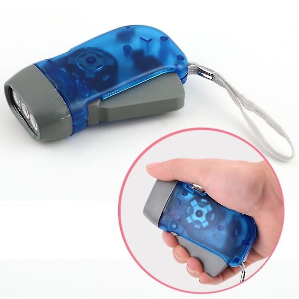 Handpressad LED vevdynamo vind upp ficklampa ficklampa nattlampa ljus juni 6.15 blue