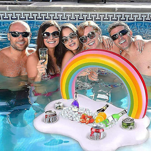 Flydende bar til poolparty, oppustelige kopholdere og køler, farverig sky-iskasse til drikkevarer, 1 stk., 6. juni 15