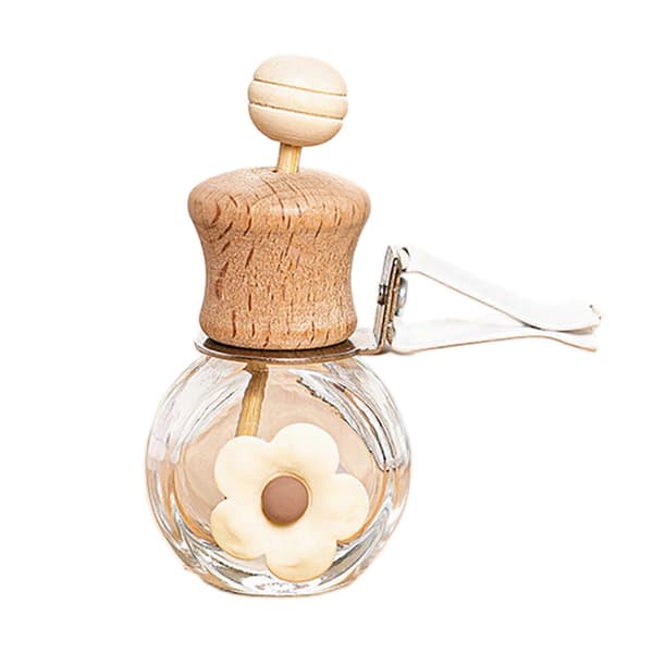 Auto Vent Udluftnings Ornament Mini Parfumeflaske med Søde Blomstermønstre white flower