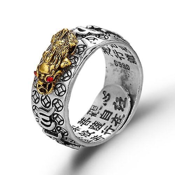 Feng Shui Pixiu Justerbar Ring Buddhistisk Mantra Locka Till Sig Lycka Öppen Ring ZD A 2pcs