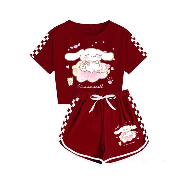 Sanrio Jade Dog T-paita + shortsit urheilupyjamat pojille ja tytöille lasten set black 130cm