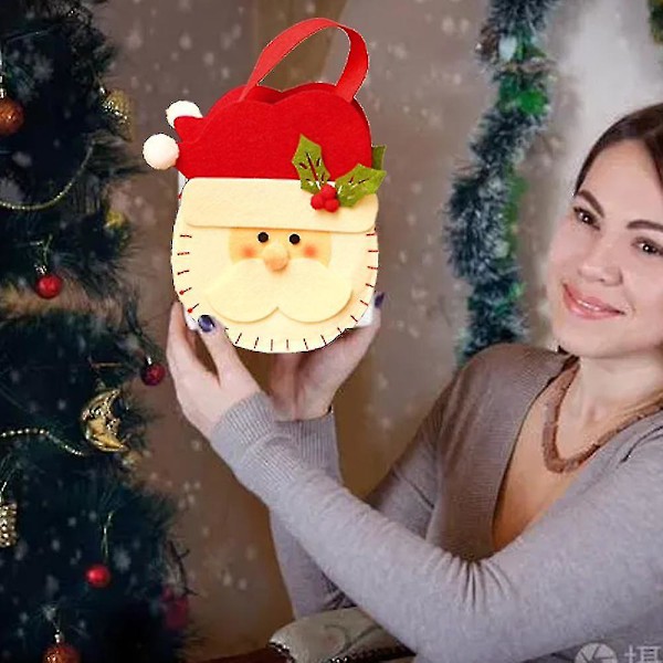 3 stk. Juteposer til jul med eple-motiv, julepynt, godteposer style 2