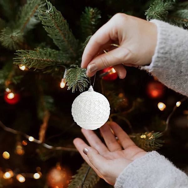 Julgran i Skum, 8 cm, Juldekoration, Pärlor, Hängande, Färgad wh