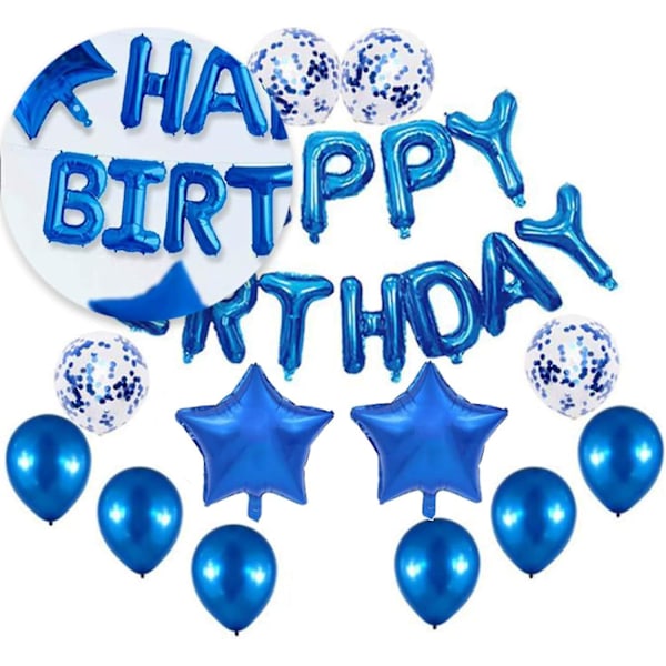 Grattis på födelsedagen Banner, Blå Födelsedag Ballonger, Grattis på födelsedagen Dekorationer För Män Pojkar Fest Dekorationer -CNSZ