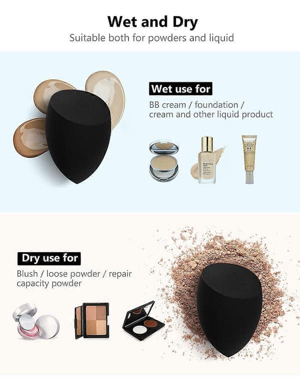 Makeupsvamp, 10 stk. Makeupsvampe Blender Sæt Skønhed Kosmetisk Foundation Blandingsapplikator Puff, Fejlfri til Flydende Creme Puder (Basic Sort)