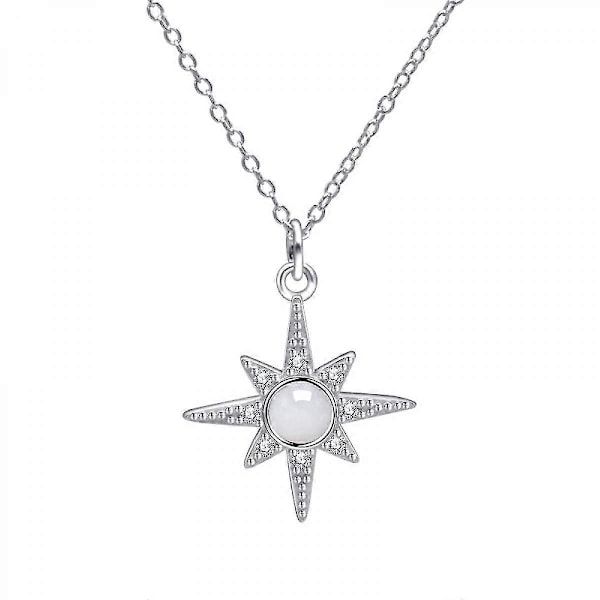 S925 Sterling Sølv Lykke Åtte-spiss Stjerne Kjærlighet Hjerte Halskjede For Kvinner Datter Kjæreste Xq-xl304 silver