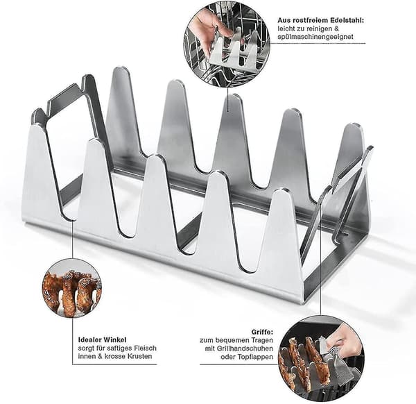 BBQ Rescher Bavarisk Grillrist, Robust Rustfritt Stål, Ideell Vinkel