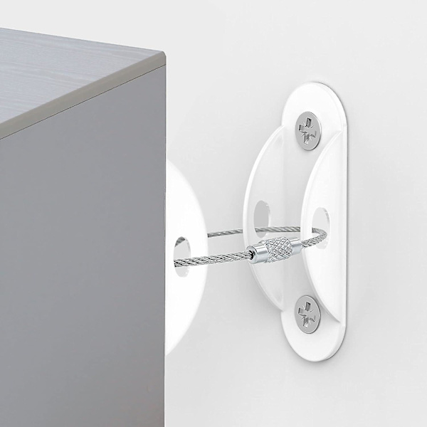 Anti-tipp Möbelförankringar för barnsäkring, Metall Möbelväggfäste, Uppgraderade Säkra Möbelband Säkrar Möbel till Vägg white 10pcs