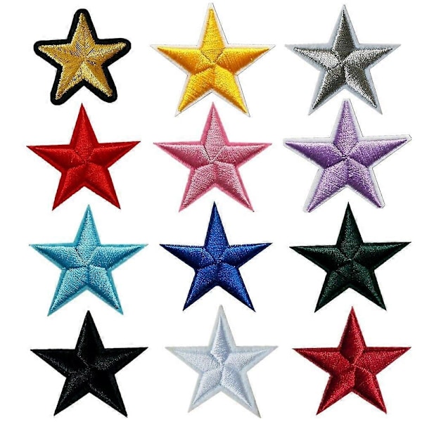 10 stk. stjernebroderede mærker, der kan syes eller stryges på, til tøj DIY applikationer håndværksdekoration multicolor