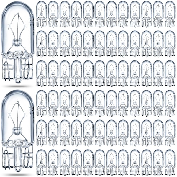 100 stk T10 små billys, 168 192 12V 5W lav effekt høy transmisjon kvartsglass instrumentlys halogen indikatorlys mai 20