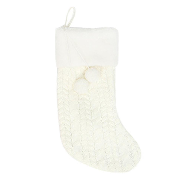 Luftig Pompomboll Julstrumpa, Julgransdekoration Festivalfest Ornament white