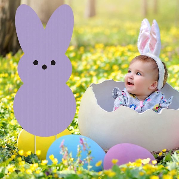 Pääsiäispupun Pihapylväät - Pääsiäisen Pihamerkit Pupun Puutarhakoristeet Pylväillä - Pääsiäispupun Merkit Koristeeksi Puutarhaan Terassille Nurmikolle purple