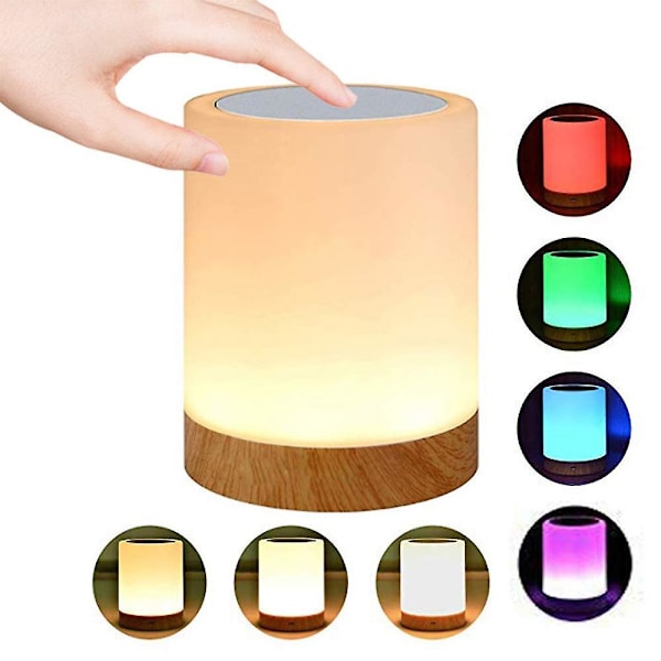 LED nattlys berøringslampe nattbordlampe for soverom, oppladbar, dimbar, varmt hvitt lys