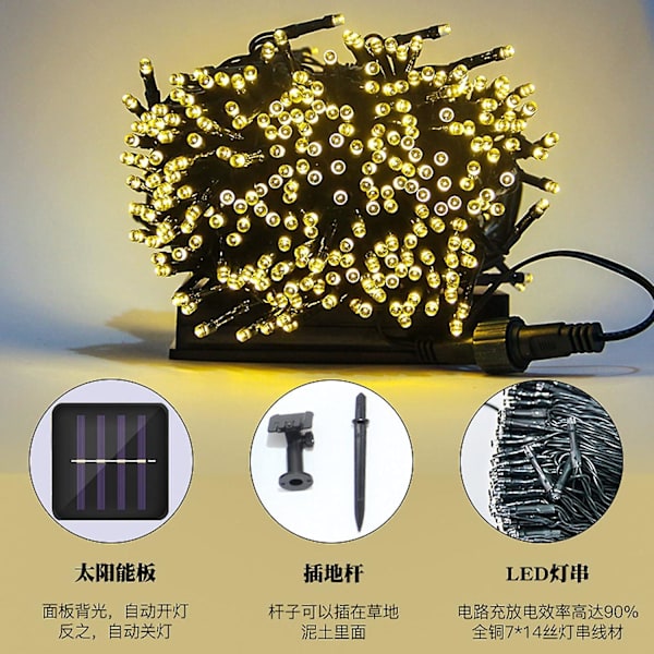 Solcellslampor utomhus vattentäta LED-lampor ljusslinga girlang jul fest bröllopsdekoration ljus-5m20leds