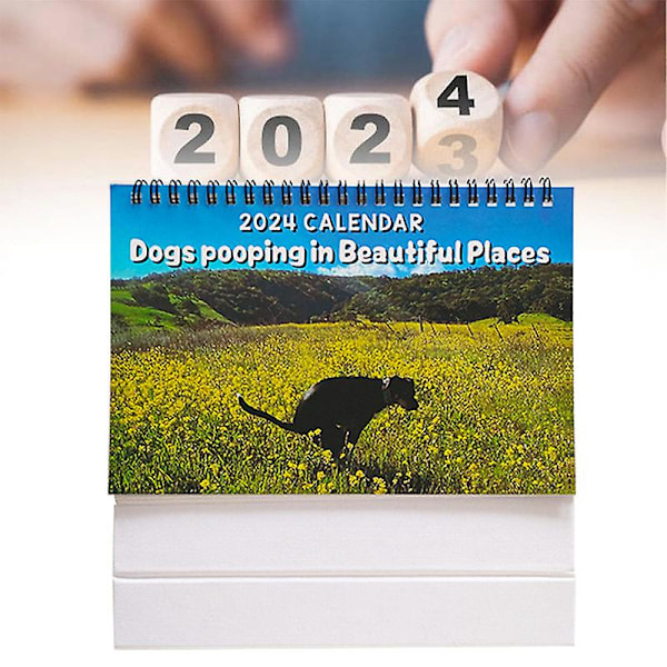 Hunde-Bøvse-Kalender 2024, Kreativ Hunde-Skrivebords-Kalender, Sjov Kalender 12-måneders Kalender Til Tidsplanlægning Julegaver Til Hundeelskere 1pcs