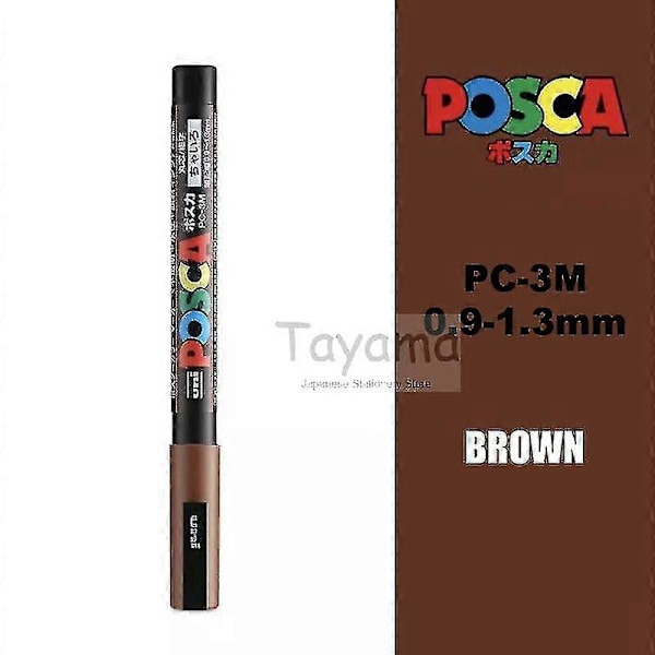 1 kpl Uni Posca Pc-3m Maalauskynä - Erittäin ohut kuulakärki 0,9-1,3 mm Taidekynät Vesipohjainen 24 Väriä Saatavilla - Taidekynät - brown