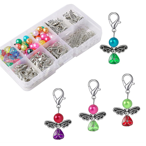 50 st/box Akryl Angel Wing Charm 10 Colors Pearl Beads Hängen