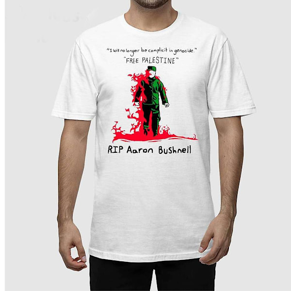 Jeg vil ikke længere være medskyldig i folkedrabet Free Palestine Rip Aaron Bushnell Shirt enzd b2 xl