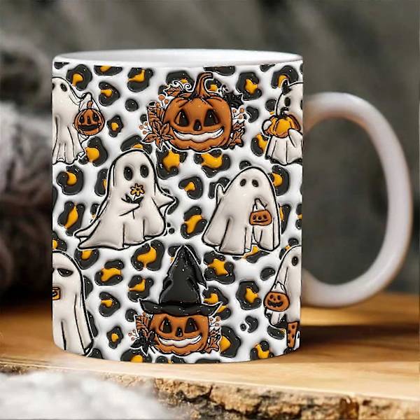 Halloween Kaffeemugge Keramik Kürbis Geist Totenkopf Kaffeetasse Mit Griff Süßes Oder Saures Becher Tasse Home Party Dekor -CHN 1