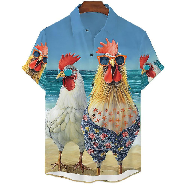 Chicken Hawaiian Shirt Tropic 3d Printed Paidat Miesten Naisten Rantapusero Miesten Ammatti Paidat Unisex Camisas ASF5E2311165 2XL