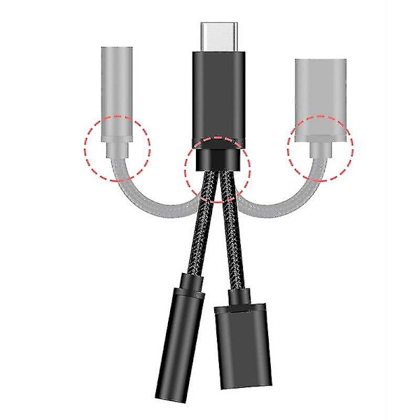 Usb-c-tyyppi C - 3,5 mm:n Aux-liitäntä latausääniadapteri 2-in-1-jakosovitin -GSL rose gold