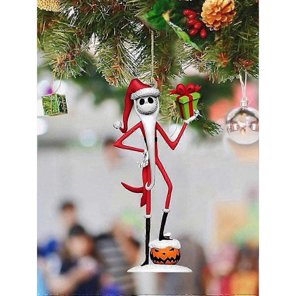 2024 Nightmare Before Christmas Julgransprydnader, 6 st 2d Platta Akryl Söta Jack Och Sally Jul Hängande Hängen -CHSZ