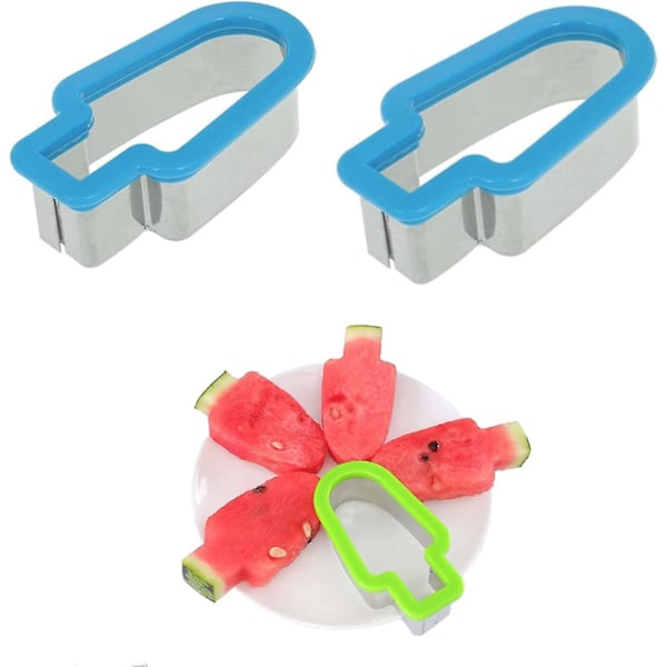 2 st Watermelon Cutter Melon Cutter för kreativ isglass Rostfritt stål Cutter för DIY frukt Biscuit Tool June 6.15 blue