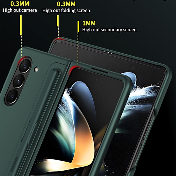 Fodral för Samsung Galaxy Z Fold 6 med S Pen, utbytbart S Pen-hållare & stativ Matt PC Stötsäker Helkropp Robust Fodral green