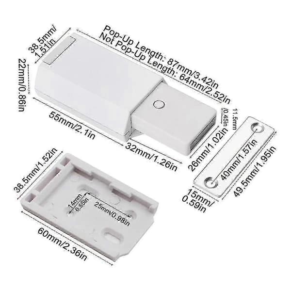 2-pack Heavy Duty Push-lås & Lås för Dolda Dörrar, Touch-lås och Magnetlås för Push-Release