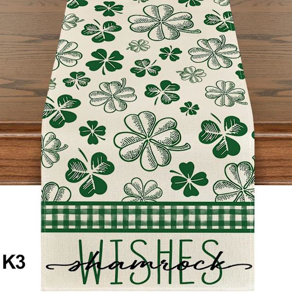 St. Patricks Day Bordløber, Ferie Køkken Spisebord Dekorationer Shamrock Forår Sæsonbestemt Bordlinned Til Hjemmefest c s -  33x183cm