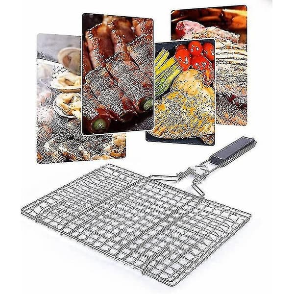 Grillkorg, Rostfritt Stål Fällbar Bbq Rack Bärbar Camping Grillkorgar -JRSZ