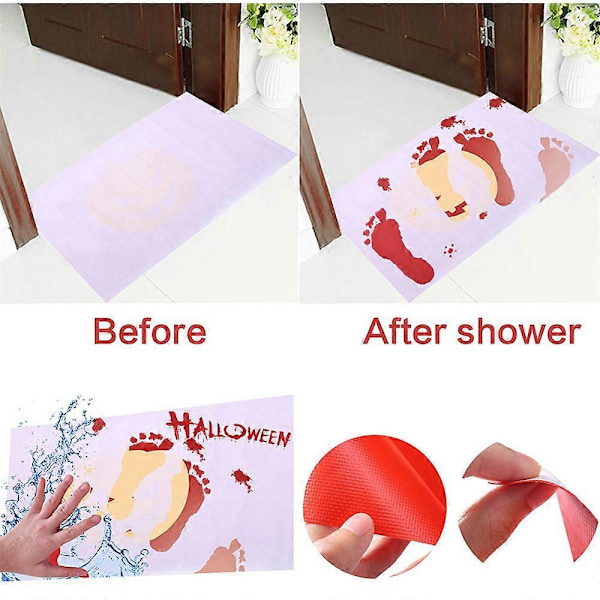 Skummel Gulvmatte - Halloween Blodig Badematte Fargeskiftende Teppe Forhekse Ny white