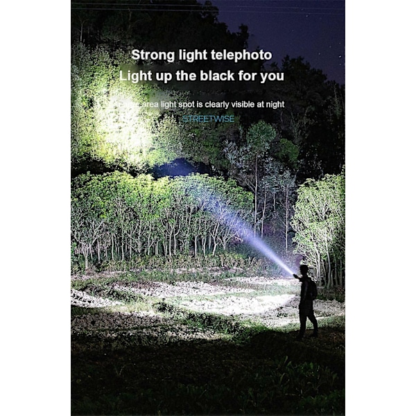 Lumens Super Ljus LED Taktisk Ficklampa Uppladdningsbar LED Arbetslampa battery not included