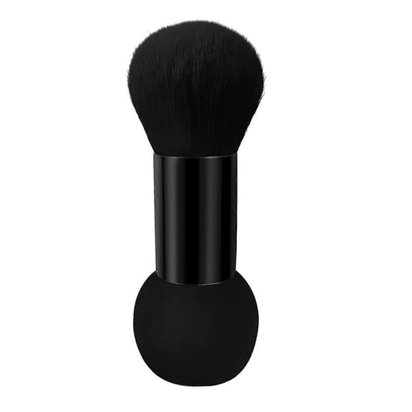 Dobbeltendet makeupbørste, foundation blending makeup svamp drevet kabuki børste til blending, blush