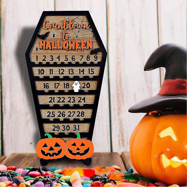 Halloween-laskentakalenteri liikuteltavalla haamumarkerilla 31 päivän Halloween-puinen adventtikalenteri kodin pöytäkoriste -CHN