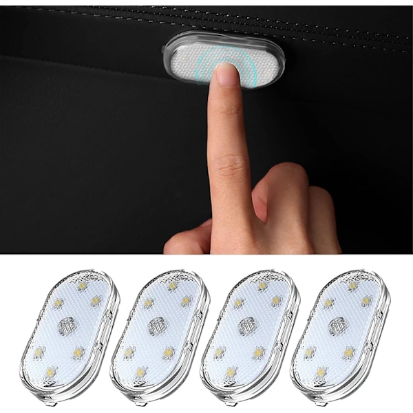 2/4 kpl Auton LED-valot Magneettiset Auton Sisätilan Tunnelmavalot USB-Lataus LED-Valot Kosketusanturi Auton Lukeminen Yövalo 4pcs wihite light