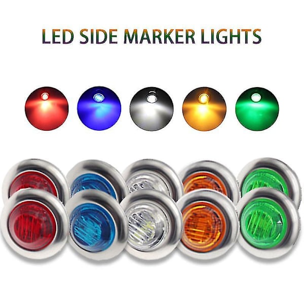 12v-dc 10 kpl Led-merivalovene, vedenpitävä 3 Led-kansivalo 3/4&quot; pyöreä veneen sisänavigointivalo sininen green