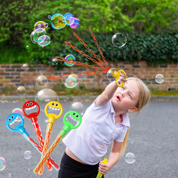 32-håls bubbelpistol med leende ansikte, med bubbelpåfyllning, 2024 års nya barns bubbelpistol leksak, leende ansikte bubbelpinne för sommarleksaksparty -GSLA blue