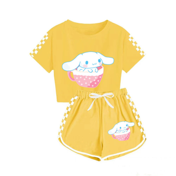 Jade Dog Miesten ja Naisten T-paita Shortsit Printed urheilupuku Flower type 4-yellow 130cm