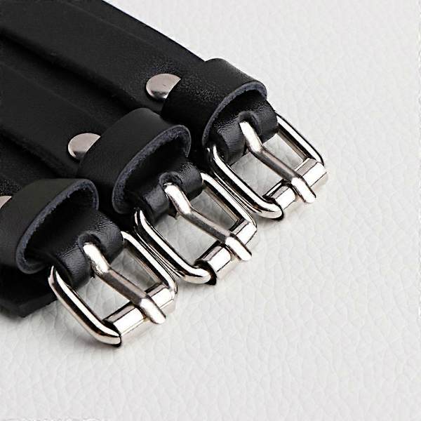 260x60mm 3-strängat Trippelrem Faux Läder Manschett Wrap Armband Punk