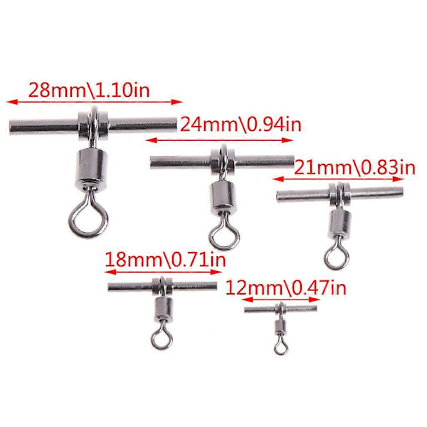 20 st T-formade fiskesnurror Fiskkolv Korslinje Mässinghuvud Fiskeutrustning 0.6mm