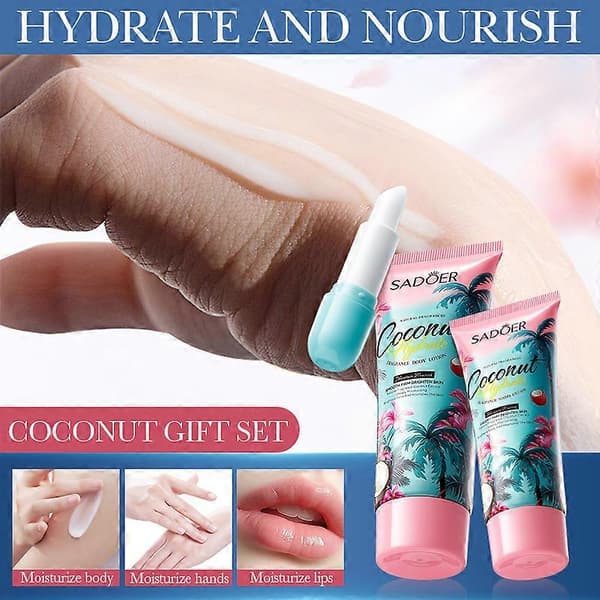 SADOER Kokosvatten Doft Presentset - 100g+30g+3.8g Lyxig Box