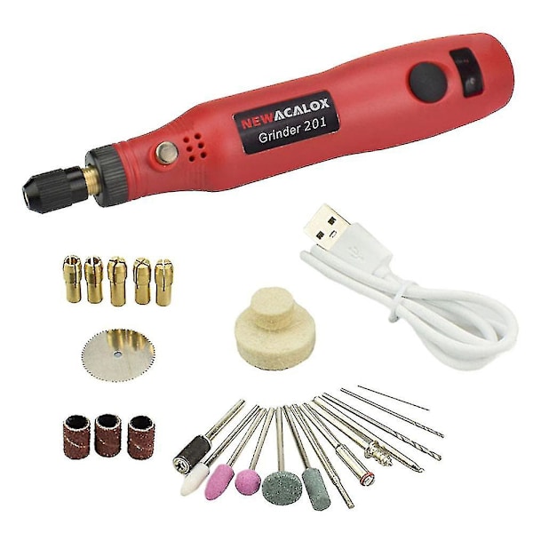 10w Hobby Craft Mini Drill Grinder Tool Set Modellering Polering Boring - Rød CNSZ