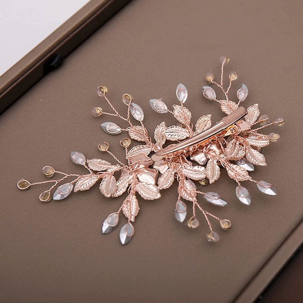 Bryllupshårklemme Rose Gold Bryllupshårtilbehør Sprette Hårdekorasjoner