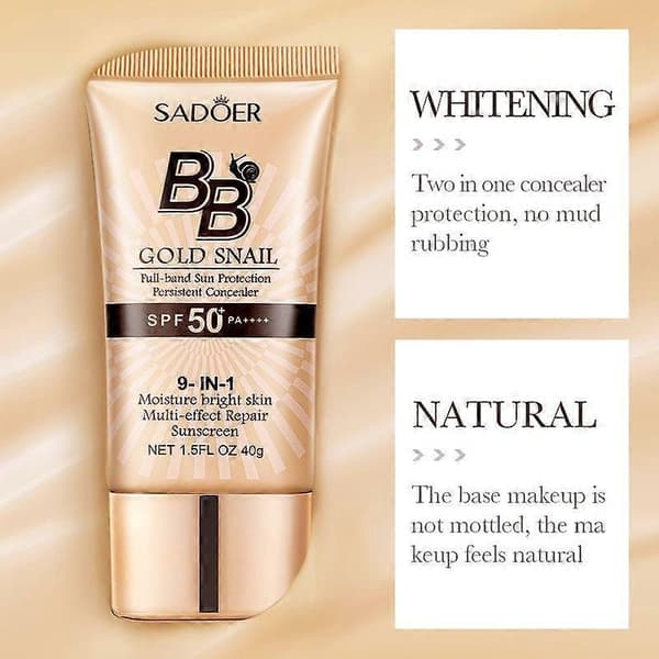 Multifunktionell 40g Gold Snail BB Cream Foundation Fix Makeup Concealer Solskydd Isolation Cream 02 # Ivory White